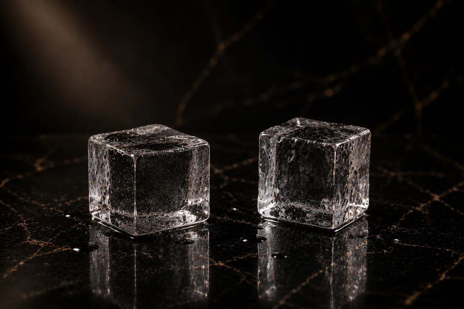 Detalle de cubos de hielo cristalino KORICE