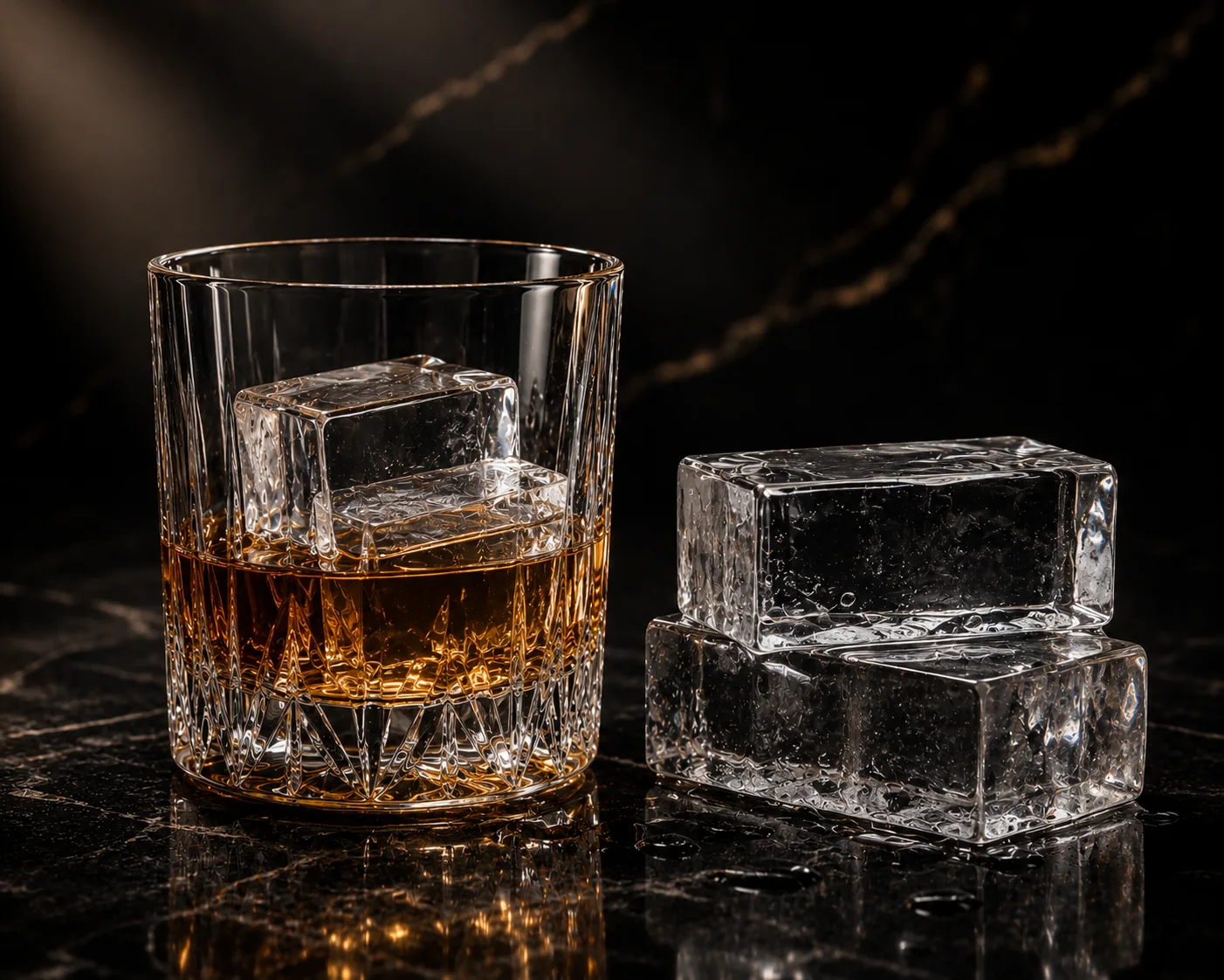 Hielo rectangular premium servido en vaso alto